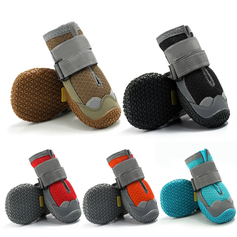 Hot Selling 4Pcs/Set Pet Shoes & Socks Non-slip Breathable Dog Boots Pet Shoes with Reflective Strips