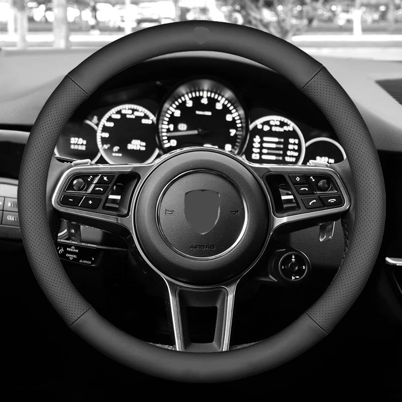 High quality Car Steering Wheel Cover Nappa Microfiber Leather Auto universal Fit 15 inch wear-resistant handle cover anti-slip