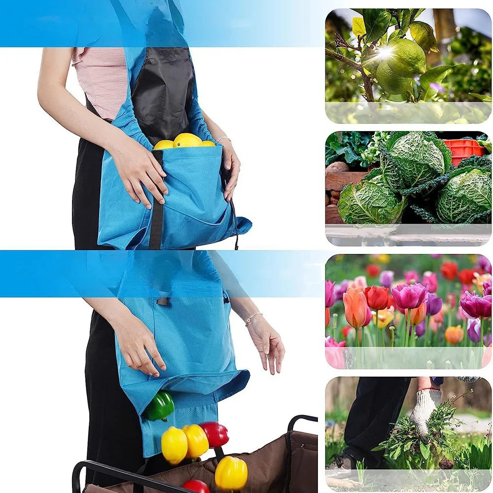 Water-resistant Adjustable Cross Back Canvas Garden Apron with Quick Release Pockets functional gardening Apron with pocket