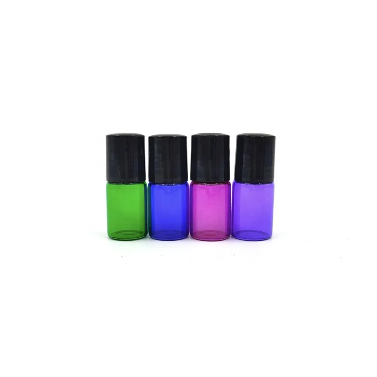 Essential Oil Perfume Roller Bottle Clear Amber Pink Purple Green 1ml 2ml 3ml 5ml 10ml Glass Roll On Bottle With Cap