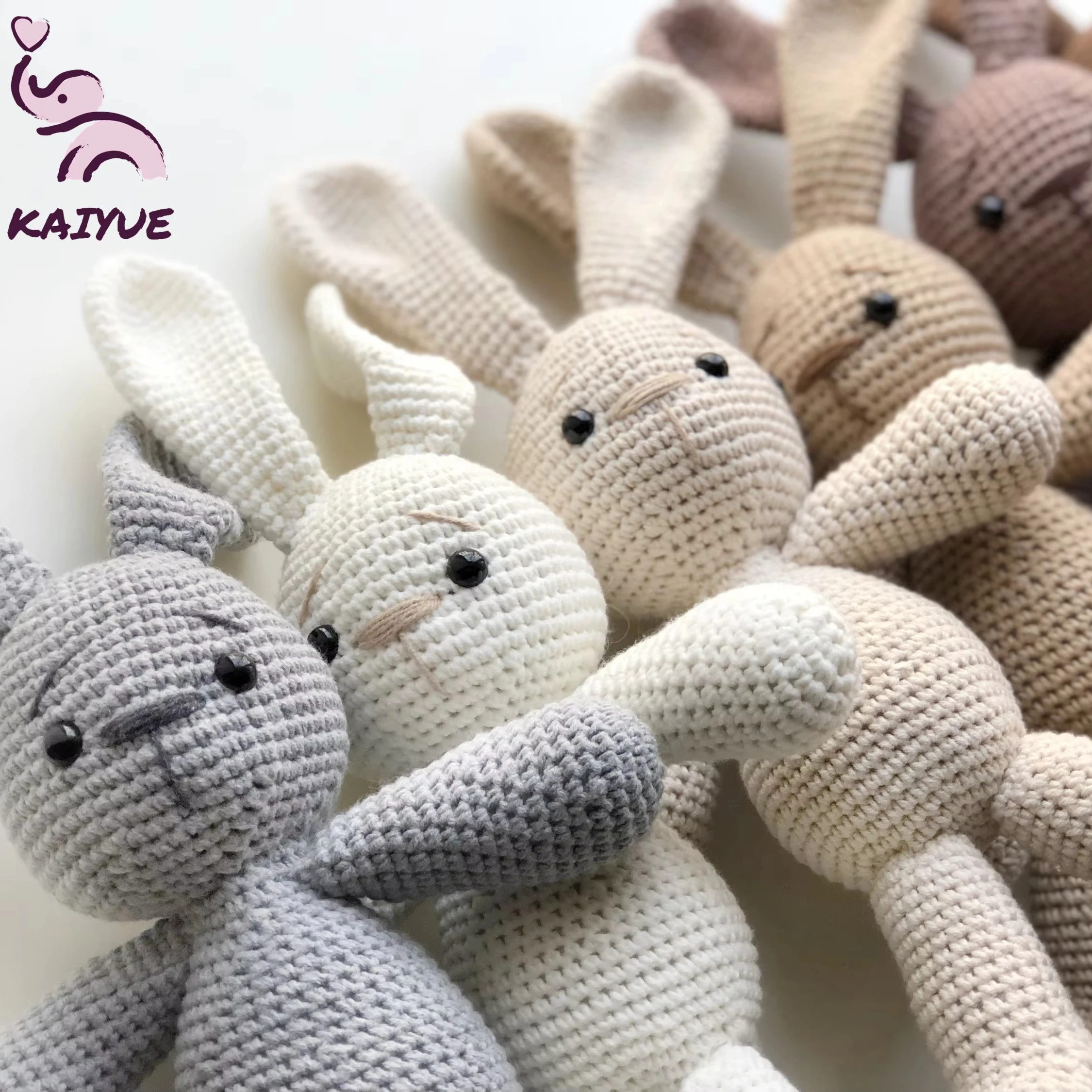2024 Handmade Kawaii DIY Manual Soft Baby Toys Animal Knit Bunny Crochet Plush for Children