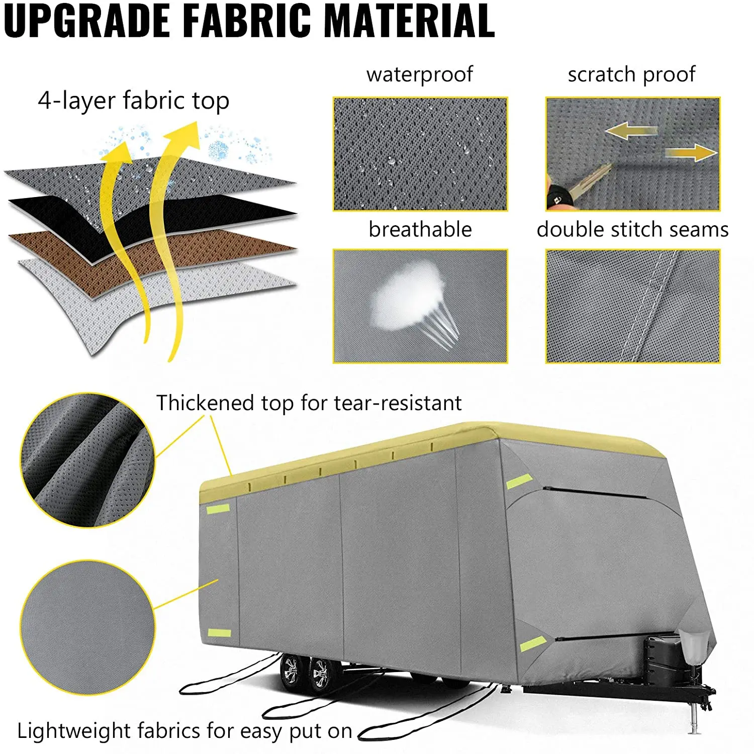 Multilayer Layers Nonwoven Fabric Caravan Car Motorhome Cover Waterproof Ultraviolet-proof Dustproof RV Cover
