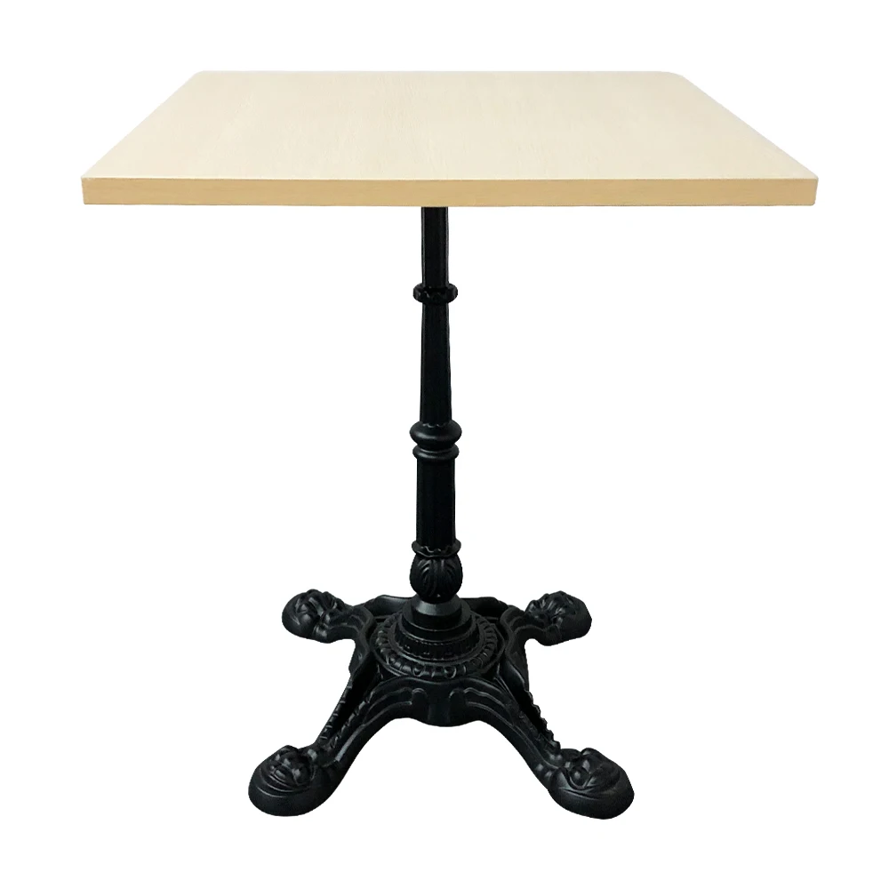 Coffee restaurant furniture metal base square wooden dining table