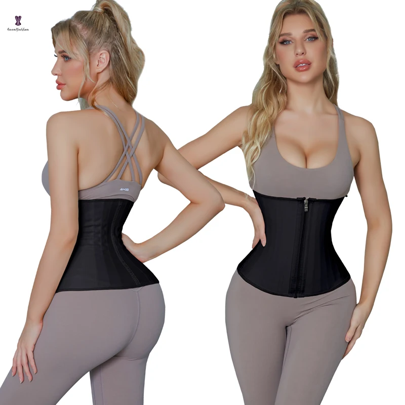 Glitter Clip and Zip Latex Waist Trainer Corset Underbust Sport Cincher Workout Sweat Vest Body Shaper custom logo private label