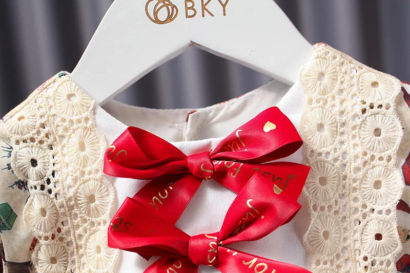 Baby Clothing Spanish Vintage Lolita Ball Gown Lace Bow Print Birthday Party Easter Eid Princess Dress For Girls