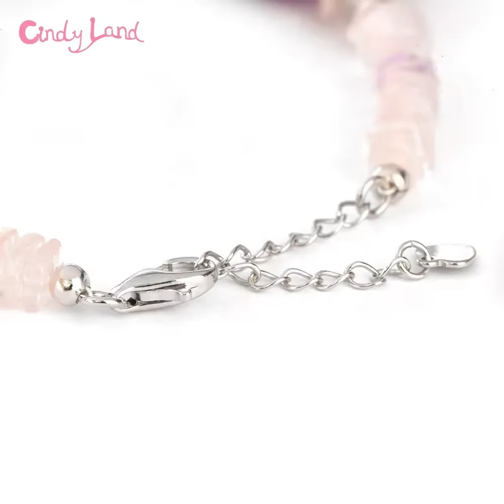 Low Price Amethyst Healing Natural Crystal jewelry Bead size 6 8 10 12mm flower shaped crystal Bracelets For women