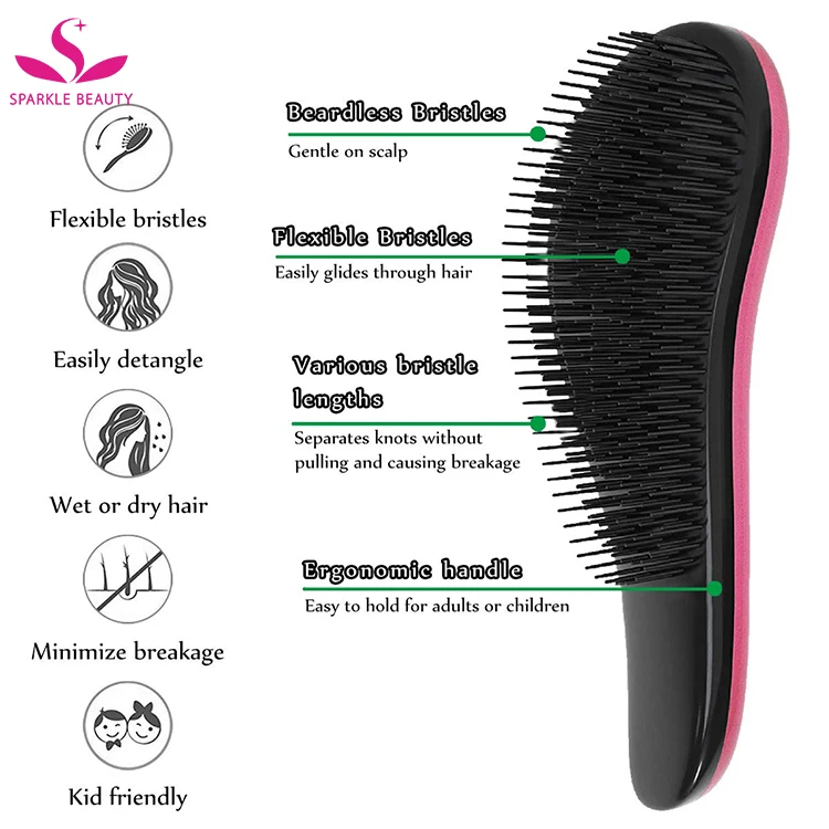 Wholesale Wheatstraw TT Scalp Massage Anti-static Detangling Hair Brush Comb For Afro Hair Wet and Dry