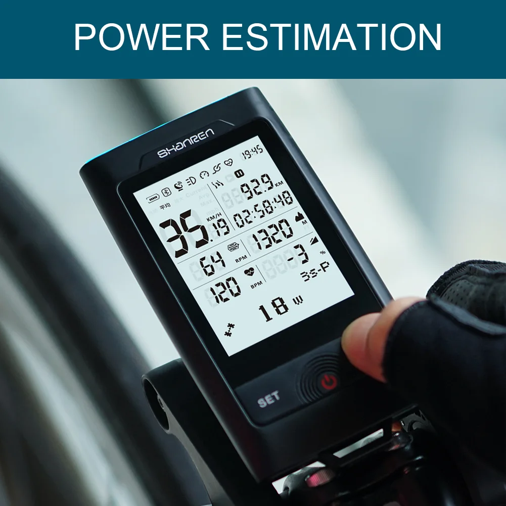 Shanren Wireless Large Size Screen GPS Bicycle Computer with Waterproof Headlight