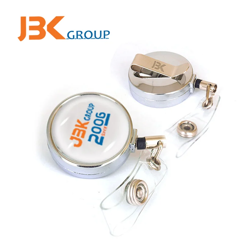 newest  metal epoxy reel badge custom sliver nurse badge reel with back clips