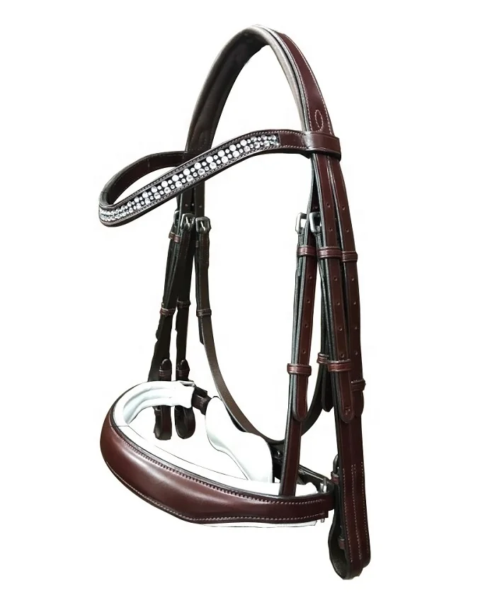 Bridle WHITE PADDED HORSE DRESSAGE LEATHER BRIDLE
