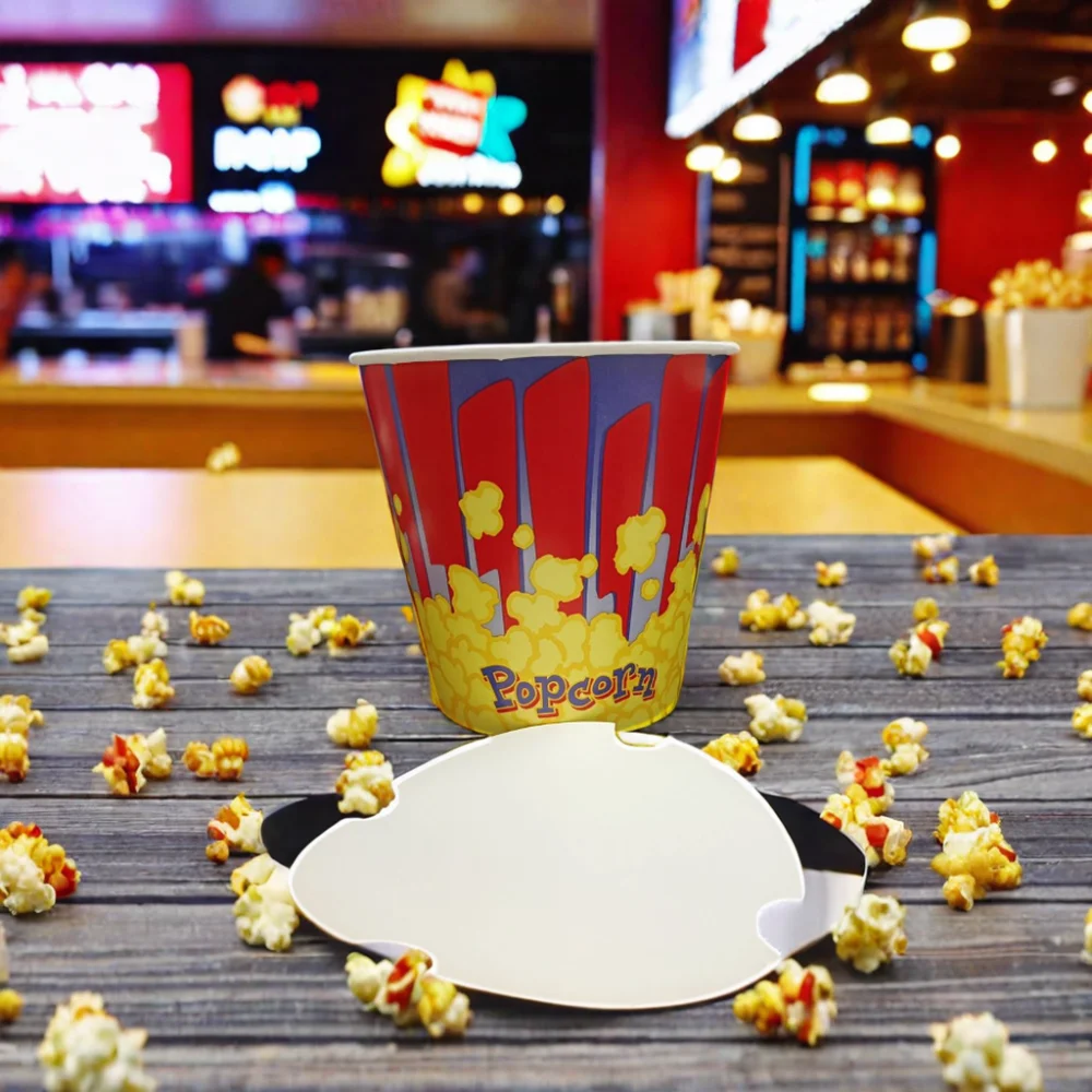 SP2757 High Quality Popcorn Paper Barrel Large Capacity Single Wall Disposable Fried Food Shop with Matt Lamination Paper Cover