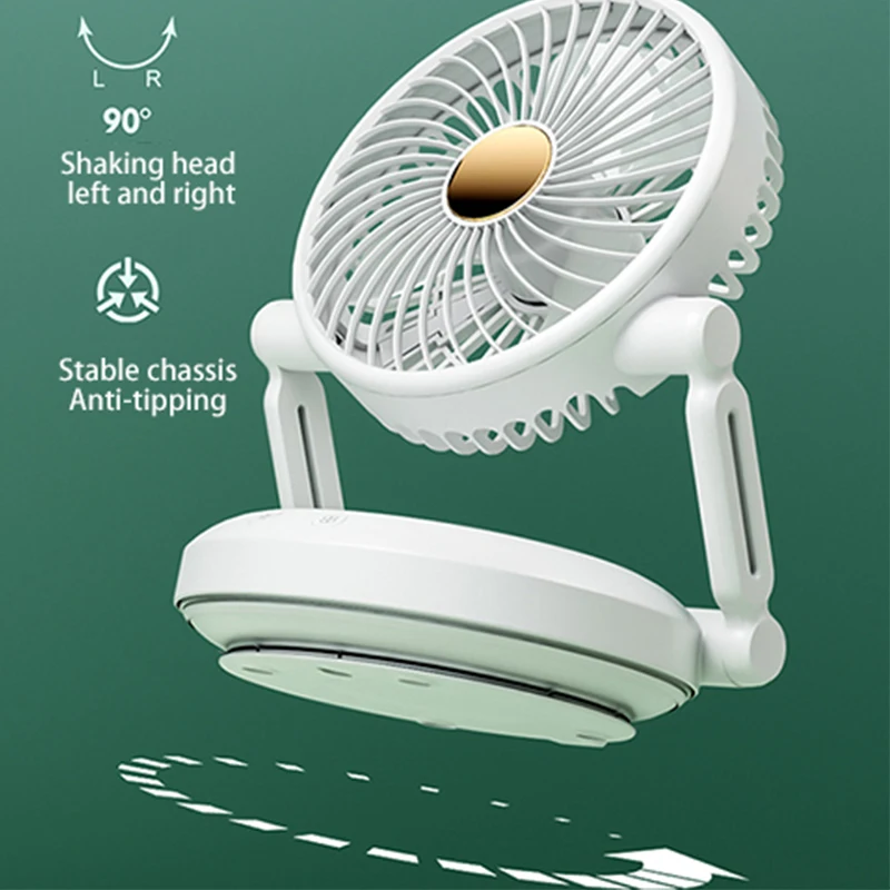 Desktop Wall Hanging Fan Folding Control Shaking Head Household Atmosphere Light Electric Fan Storage for Kitchen Bathroom