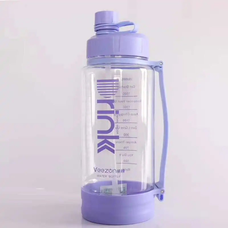 
Portable Plastic Drinking Bottle Large Capacity With Straw Leak-proof Sports Fitness 2l 2200ml Customization 