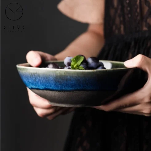 Переменная под глазурованным цветом синяя чаша наборы посуды керамическая фарфоровая обеденная 1171
