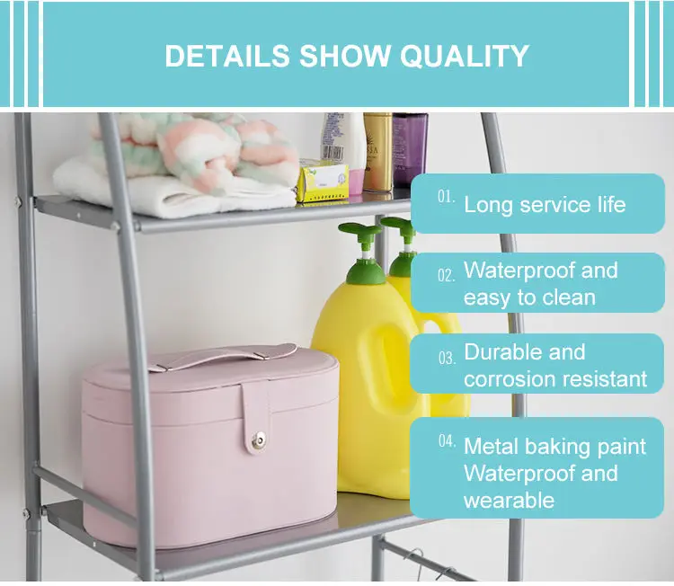 Suoernuo Wholesales 3 Tiers Over Toilet Washing Machine Space Saving Rack Toilet Shelf Rack For Bathroom