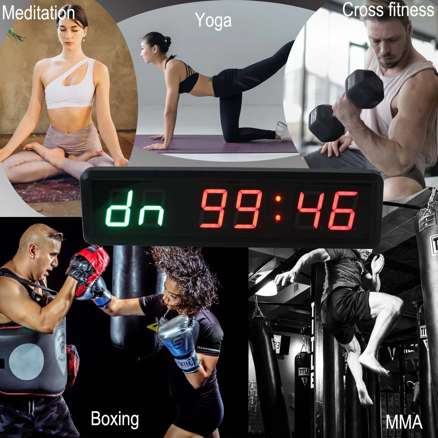 2024 Hot Sale 1.8' Low Price Led Digital  Fitness  Crossfit Interval Timer With Remote Control Electronic Digital Gym Timer