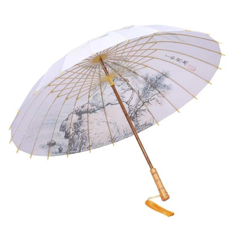 Chinese China umbrella Custom style decoration DIY blank bamboo umbrella white paper umbrella