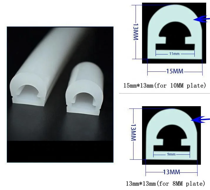 LED Soft 180 Degrees Round Luminous Neon Sleeve 15mm*13mm 13mm*13mm Silicone Light Strip Silicon Led Profile