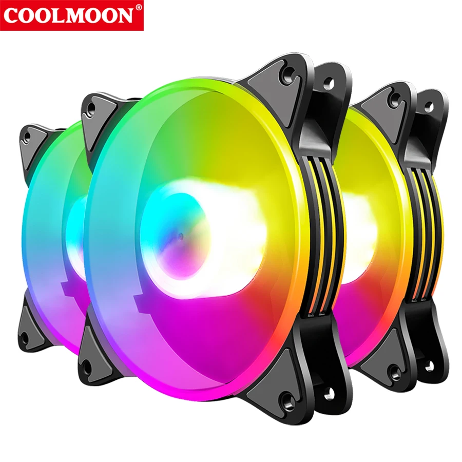 
 COOLMOON волшебная луна RGB вентилятор 120 мм многослойная диафрагма вентилятор для корпуса компьютера с дистанционным управлением скоростной 5В ARGB PC охладитель воздуха Вентилятор охлаждения  