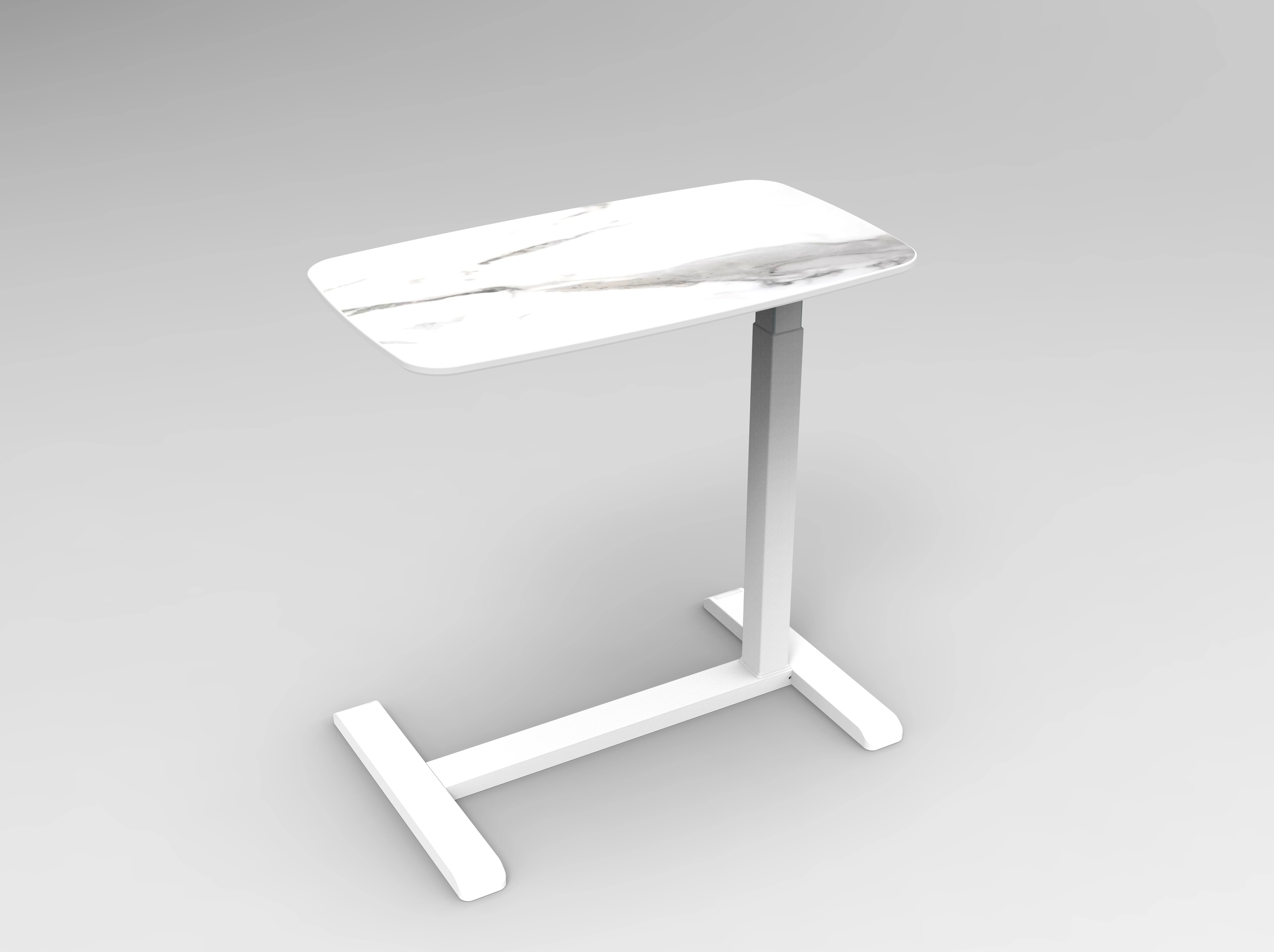 Hot sale modern ergonomic office sit stand mobile pneumatic adjustable square tube bedside desk standing single leg