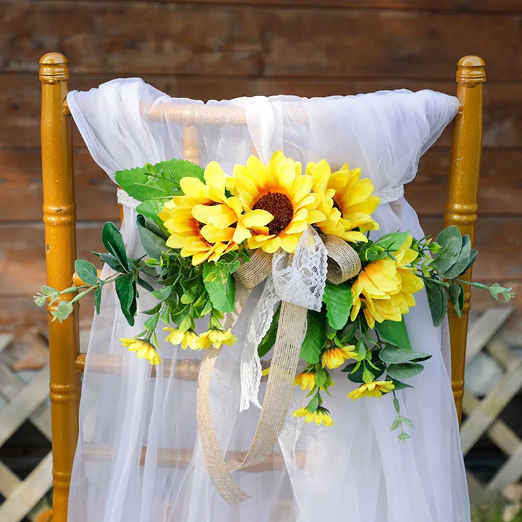 KS-294 Artificial Aisle Chair Pew Flowers Markers for Garden Wedding Ceremony Entryway Floral Decor