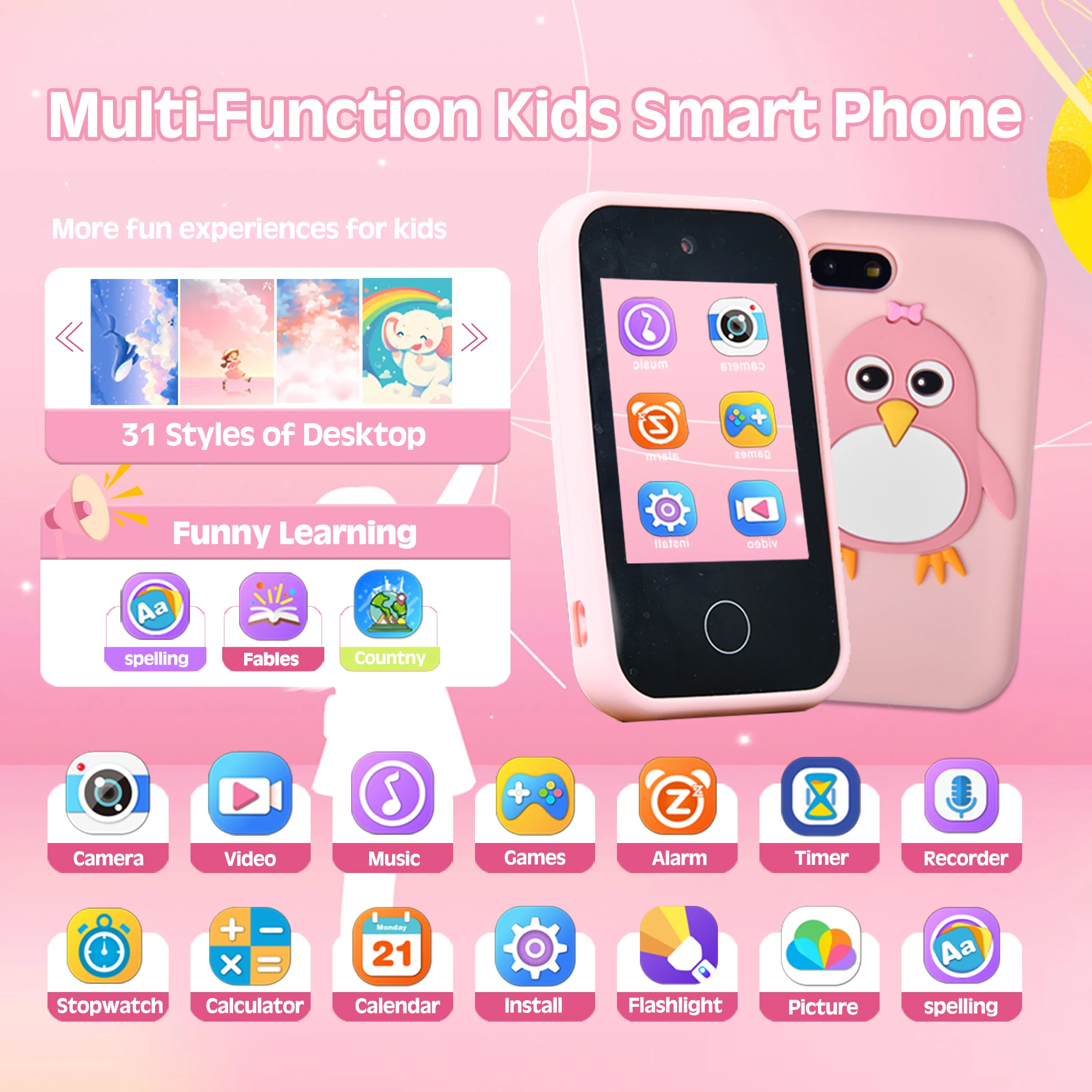 Kids Smart Phone Electrical Mobile Smart Cell Phone Kids Toy Photo Video Music Games Learning Toy Phone