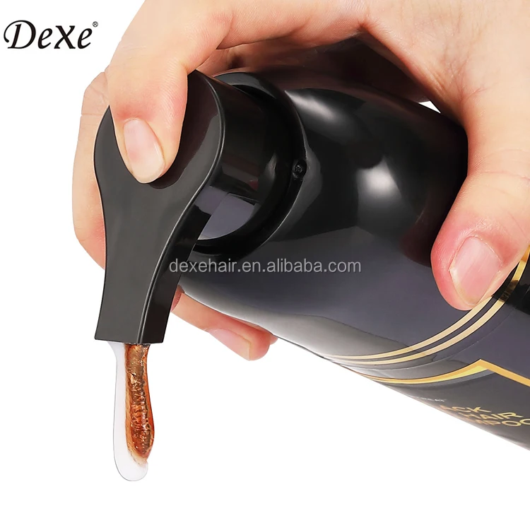 Dexe Wholesale 500ml Ginseng Bubble Plant Herbal Natural Black Hair Dye Shampoo 3 in 1 Organic Black Hair Color Shampoo