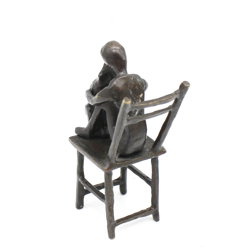 Metal cast iron boy and cat statues for home decor  creative figurine bronze sculpture