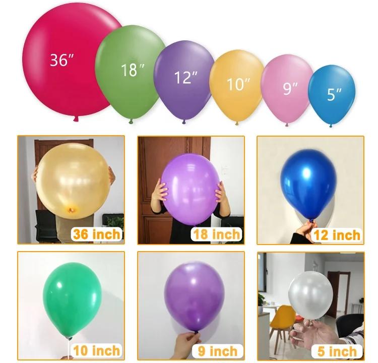 Factory Wholesale Inflatable 100% Natural Rubber Latex Kid Big 5 9 12 Inch Globos Metal Pearlized Color Latex Ballon Balloon