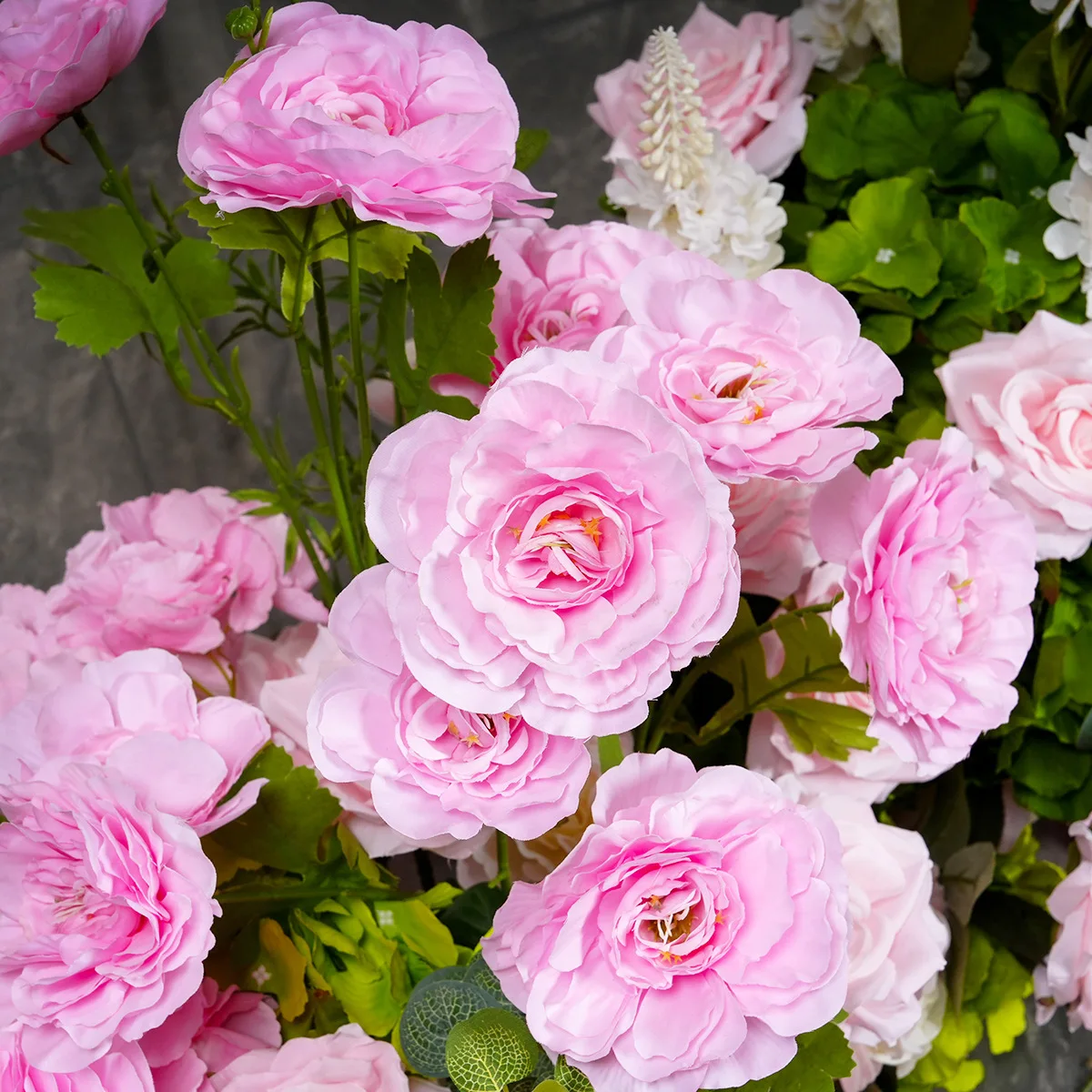 Silk Flower Arrangement Supplies Backdrop Pink Blue Artificial Hanging Flowers