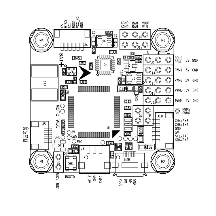 Betaflight OMNI F4 Pro(V2) V3S flight controller has built-in OSD/BEC, suitable for four-axis crossing machines
