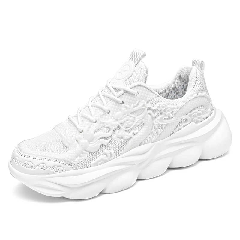 2024 Brand Logo Customize Men Casual Sports Sneakers Chinese Lunar Dragon Design Reflective Mesh Running Walking Shoes for Women
