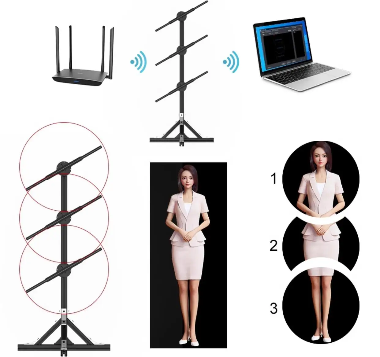 Yatexin Large 100CM 150CM LED 3D Holographic Fan with Giant Panel Intriguing 3D Effect