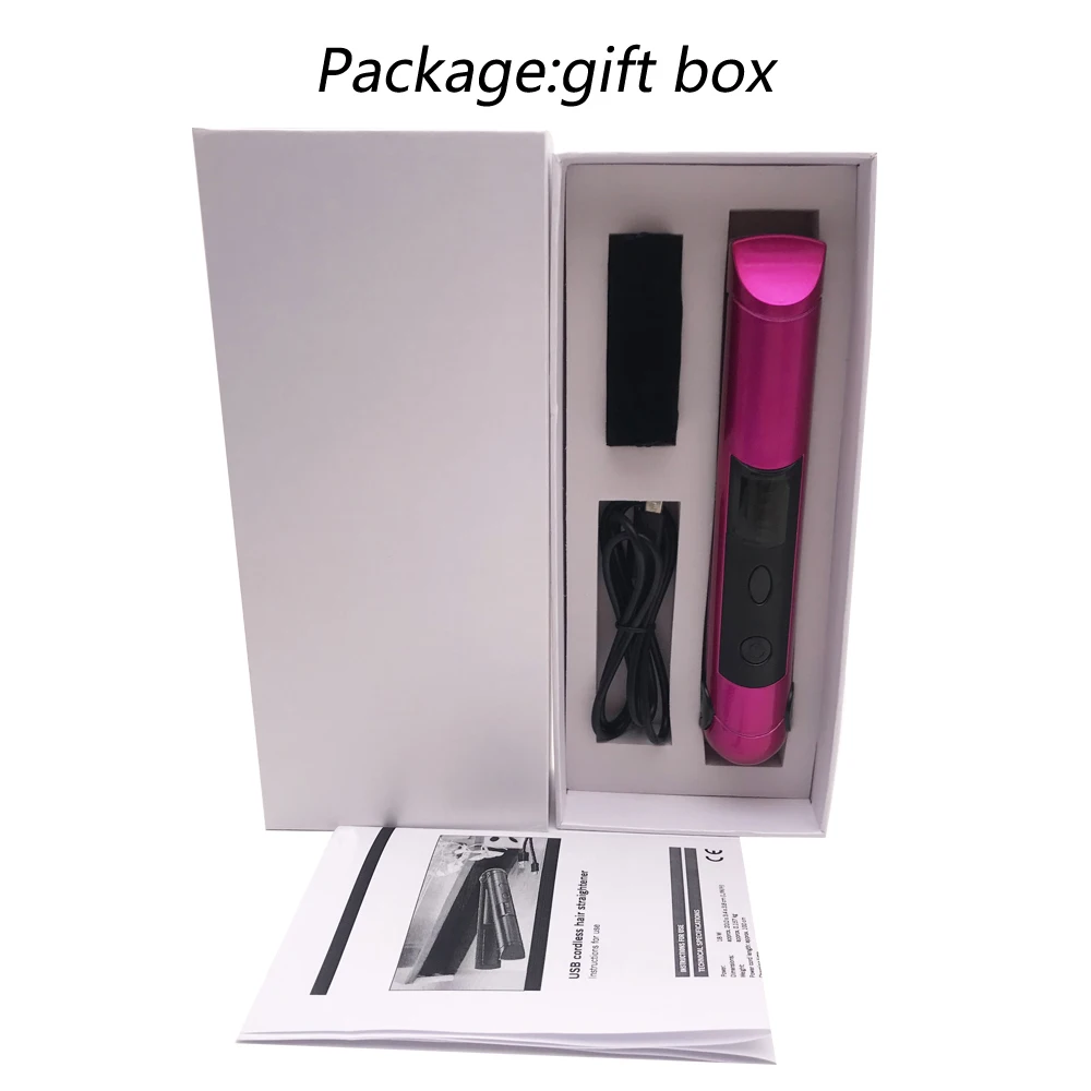 Portable Mini wireless flat iron rechargeable cordless hair straightener travel