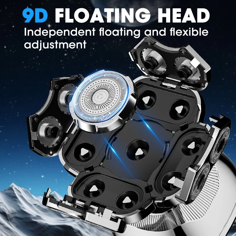 Lanumi LK-9810 Waterproof Rechargeable Mens Grooming Kit Electric Razor Rotary Electric Shaver For Men Beard Shaver Machine