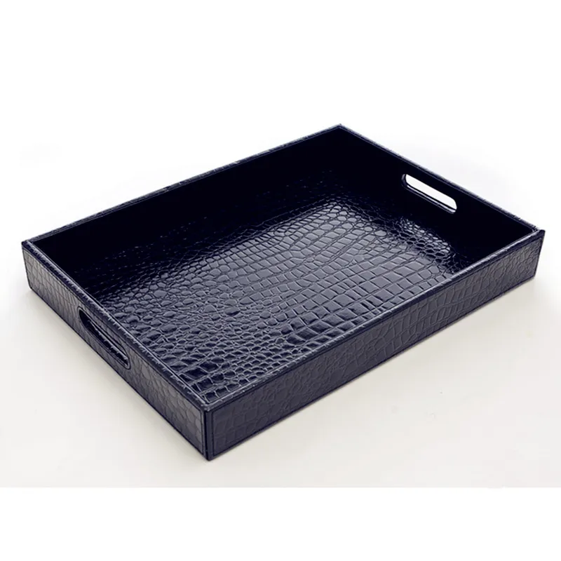 Crocodile Pattern Faux leather food storage serving tray