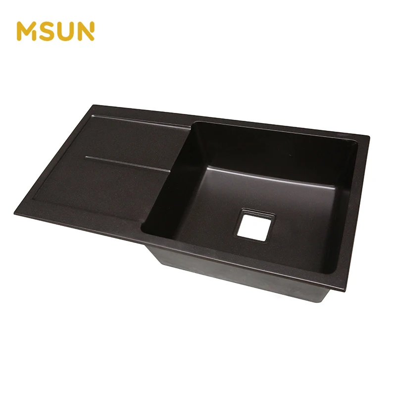 MSUN Artificial Marble Quartz Stone Kitchen Double Sink In vanity sink