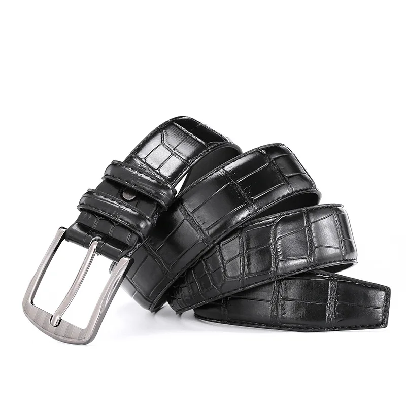 Hot-selling fashion casual pin buckle leather belt mens business crocodile pattern belt JV008