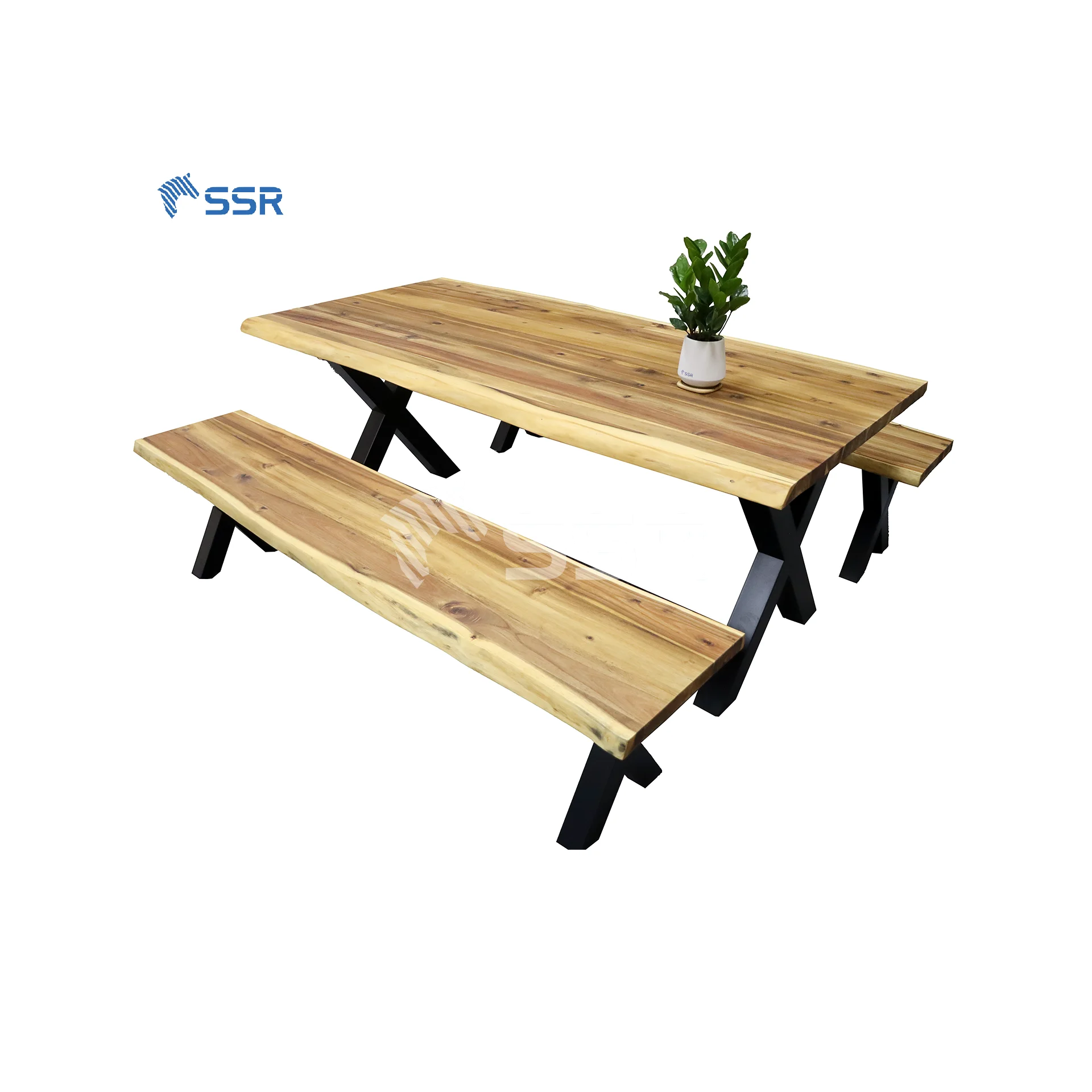 SSR VINA Acacia обеденный стол набор с живой кромкой