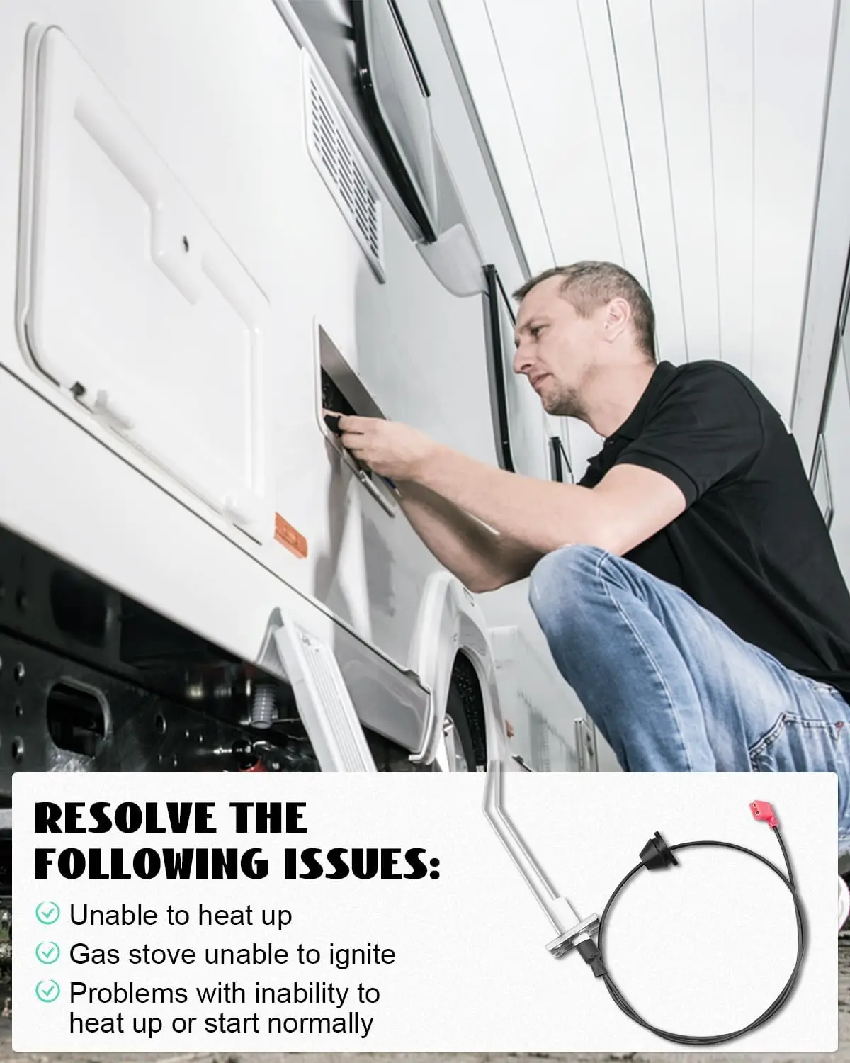 35100 RV Furnaces Igniter Electrode Kit for Hydro Flame New Series Furnaces, for Atwood AFS AFM AFL DFS DFM DFL