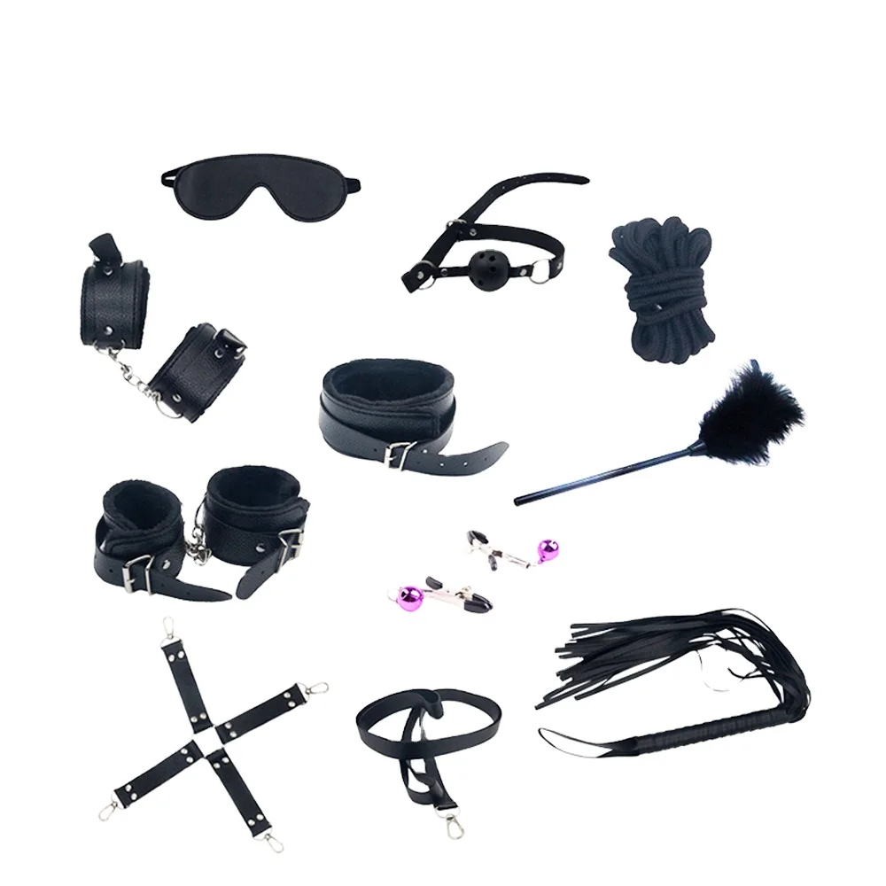Регулируемый набор для БДСМ бондажа 10 шт. комплект портупея для тела эротическая секс-игрушка для пар секс наручники кожаный кнут Фетиш игры
