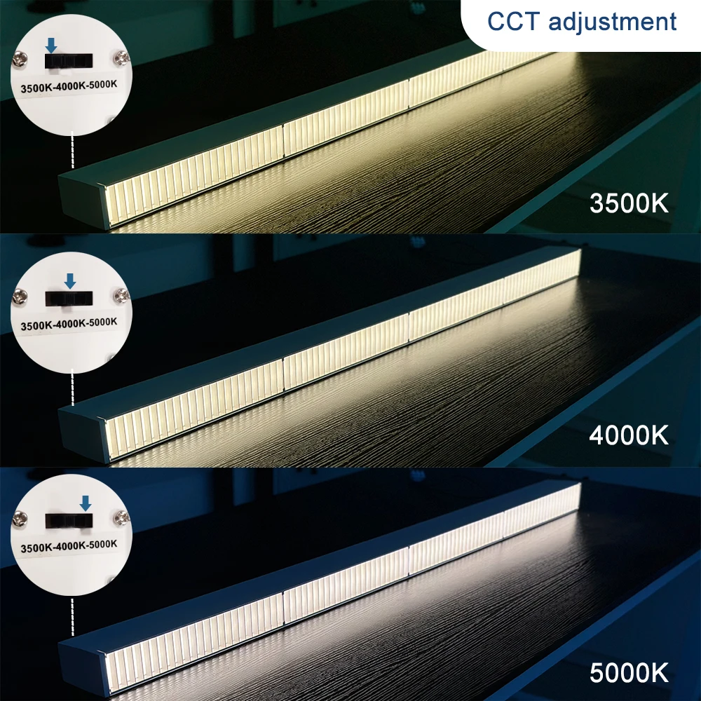 Office Application Aluminum Profile Linear Recessed LED Ceiling Light Warm Cold White Emitting Lighting Fixture IP44