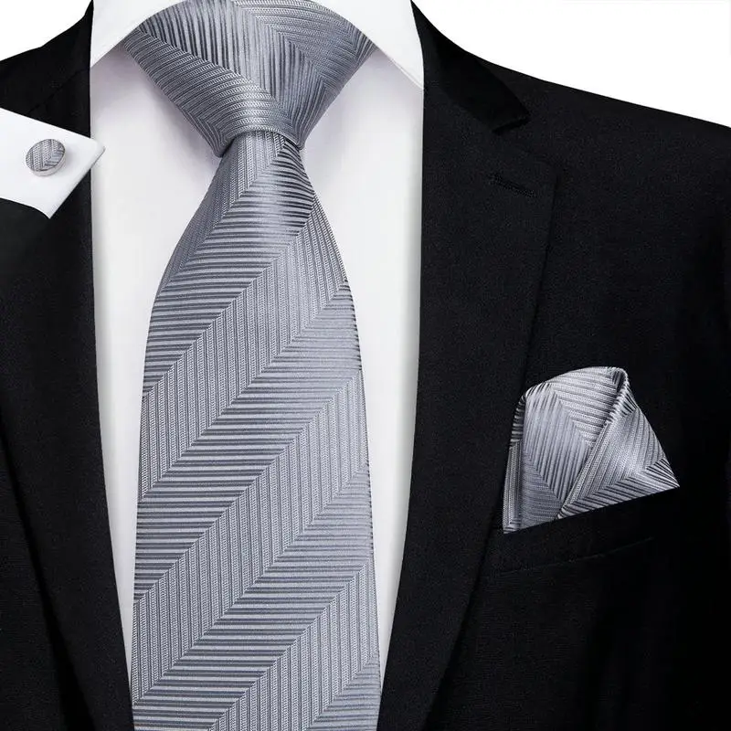 LELE Brand Silk Necktie Manufacture Wholesale Business Men Silk Ties Men Grey Neck Tie for Suit