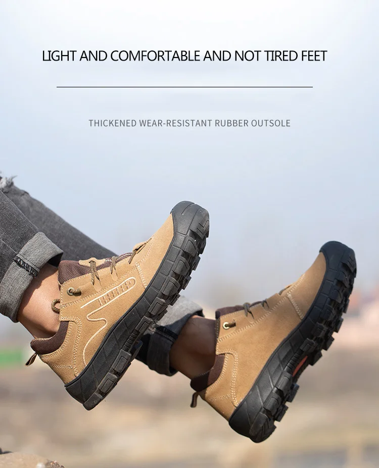 OEM Industrial Non-slip Light Weight Toe Guard Comfortable Steel Toe Leather Working Labor Safety Shoes