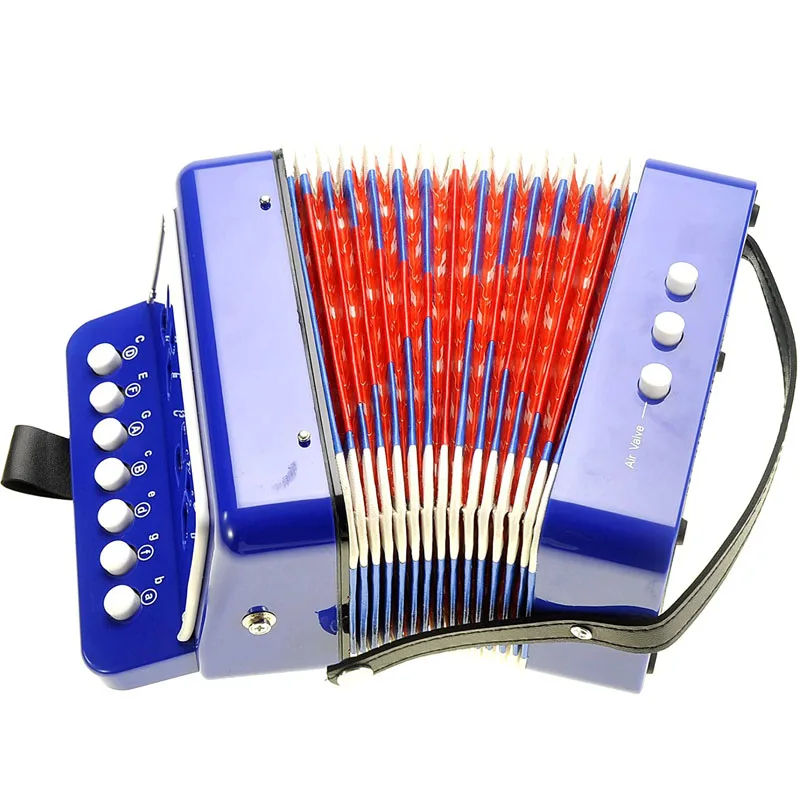 Оптовая продажа, высокое качество, логотип cutsom для раннего развития, синяя Маленькая детская кнопка, аккордеон, инструмент для музыкального обучения