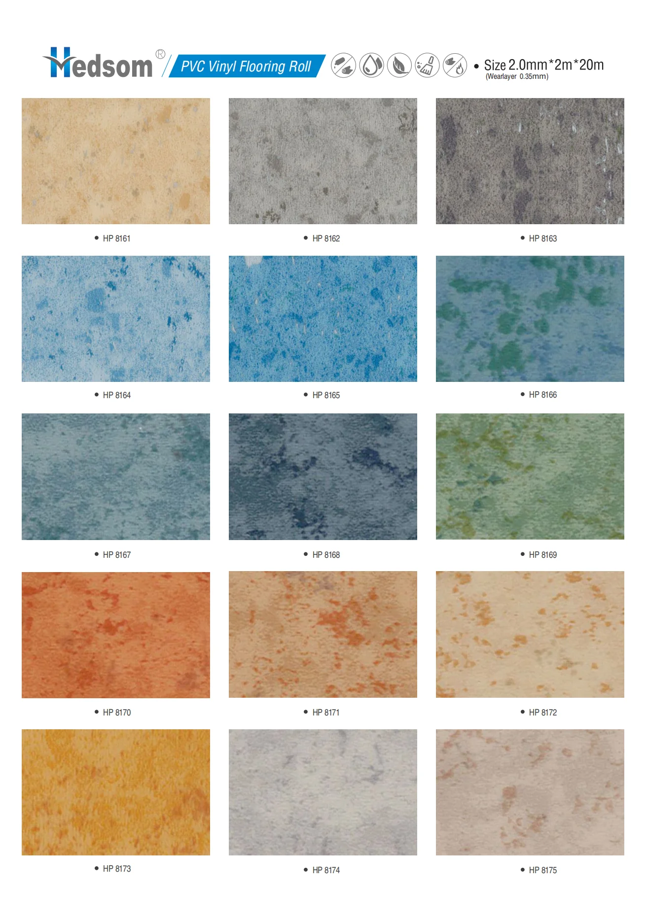 2mm Wear Resistance Fireproof PVC Rolling Luxury Vinyl Floor PVC Sheet Coils Flooring with CE