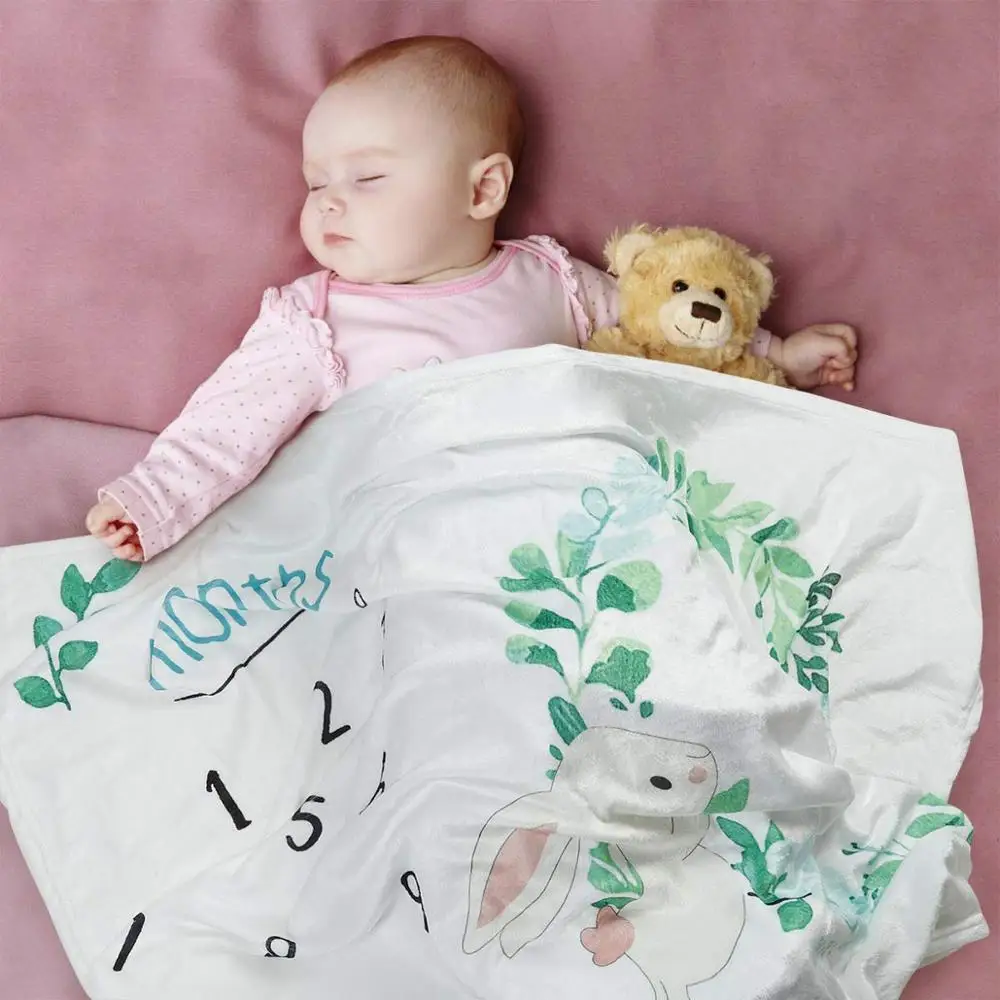 Large Premium Flannel Plush Fleece Blankets Baby Monthly Milestone Blanket Photography Background for Baby Boys Girls