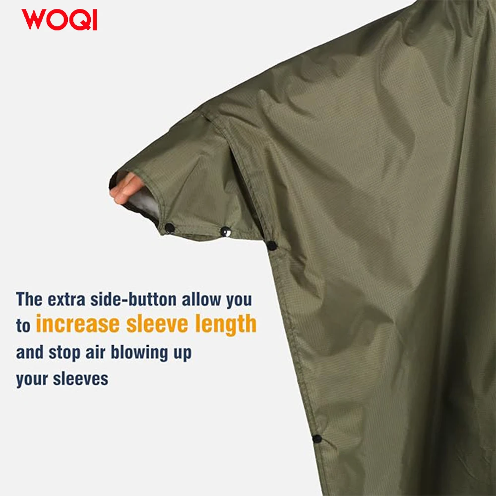 WOQI custom printable with reflective stripes hooded waterproof raincoat adult jacket raincoat