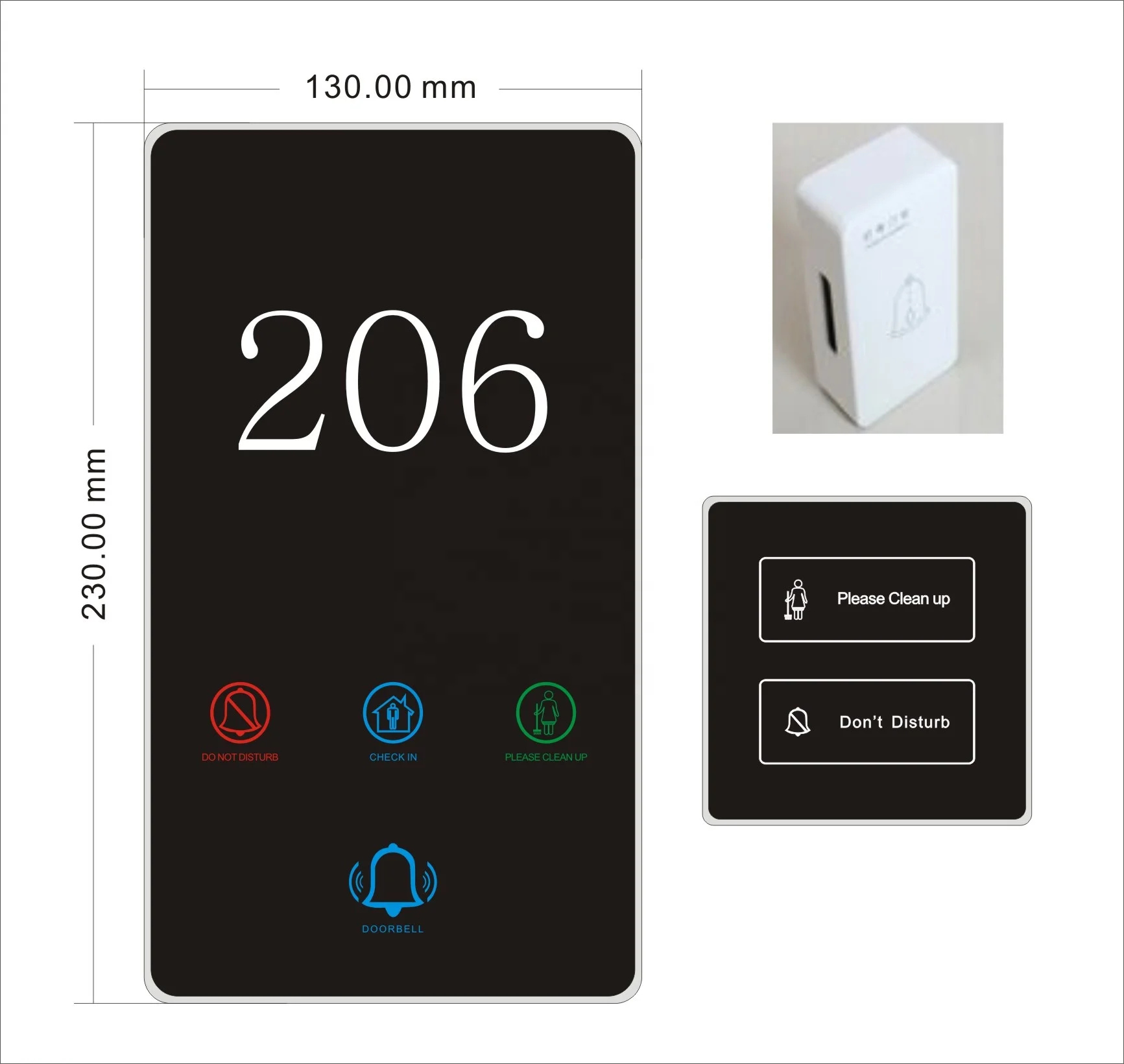 Hot Sale Smart Hotel Door Plate Room Number LED Signs DND MUR Panel Doorplate with Switch