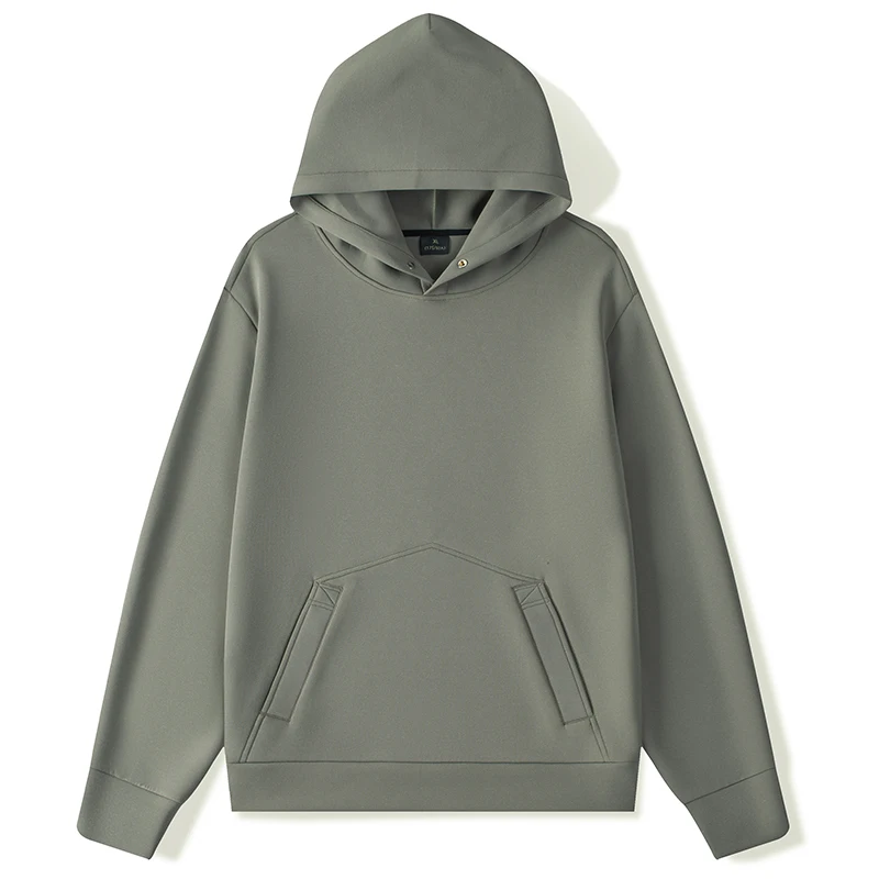 Heavyweight Casual Pullover Sweatshirt with Puff Printing Solid Pattern Hooded Collar Long Length for Autumn Season Sizes XL 3XL